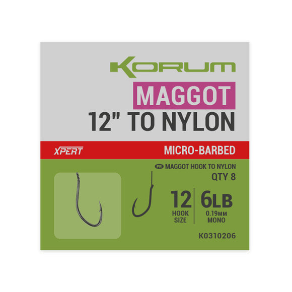 Korum Xpert Maggot Barbed to Nylon Hooks-Hooks to Nylon-Korum-Irish Bait & Tackle
