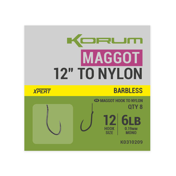 Korum Xpert Maggot Barbless to Nylon-Hooks to Nylon-korum-Irish Bait & Tackle